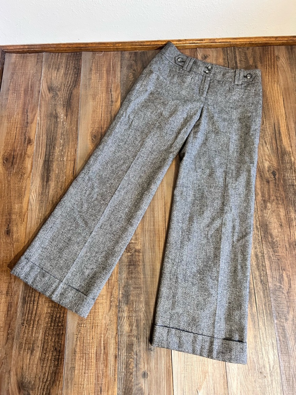Ann Taylor Heather Gray Textured Tweed Signature Fit dress pants sz 4